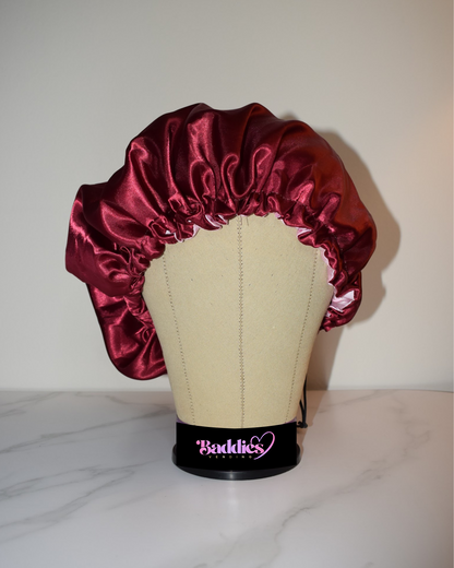 Reversible Satin Bonnet (Burgundy/Pink) - Baddies Vending