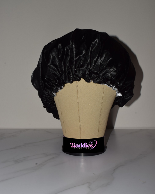 Reversible Satin Bonnet (Black/Gray) - Baddies Vending