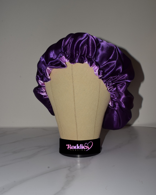 Reversible Satin Bonnet (Purple/Lilac) - Baddies Vending